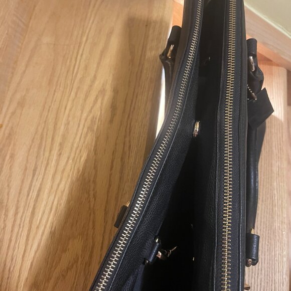 DANIER BLACK LEATHER LARGE BRIEFCASE LAPTOP BAG - Picture 9 of 10